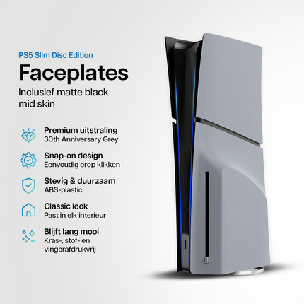 PlayStation 5 Slim Faceplates Disc Edition 30th Anniversary Grey