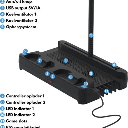 PlayStation 5 Dual Cool - 7 in 1 Charging Station